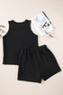 Textured Corded Sleeveless Pocketed Two Piece Shorts Set