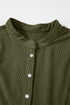 Textured Corduroy Button Front Balloon Sleeve Babydoll Mini Dress