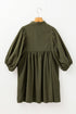 Textured Corduroy Button Front Balloon Sleeve Babydoll Mini Dress