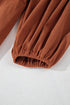 Textured Corduroy Button Front Balloon Sleeve Babydoll Mini Dress