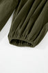 Textured Corduroy Button Front Balloon Sleeve Babydoll Mini Dress