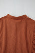 Textured Corduroy Button Front Balloon Sleeve Babydoll Mini Dress