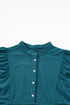 Textured Corduroy Button Front Balloon Sleeve Babydoll Mini Dress
