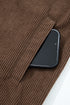 Textured Corduroy Button Zip Up Lapel Collar Jacket