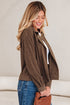 Textured Corduroy Button Zip Up Lapel Collar Jacket