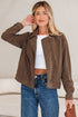 Textured Corduroy Button Zip Up Lapel Collar Jacket