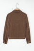 Textured Corduroy Button Zip Up Lapel Collar Jacket