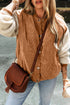 Textured Corduroy Fleece Patchwork Buttoned Bomber Jacket