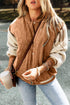 Textured Corduroy Fleece Patchwork Buttoned Bomber Jacket