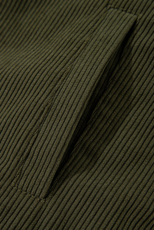 Textured Corduroy Fleece Patchwork Buttoned Bomber Jacket