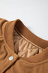 Textured Corduroy Fleece Patchwork Buttoned Bomber Jacket