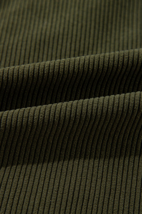 Textured Corduroy Fleece Patchwork Buttoned Bomber Jacket