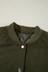 Textured Corduroy Fleece Patchwork Buttoned Bomber Jacket