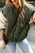 Textured Corduroy Fleece Patchwork Buttoned Bomber Jacket