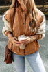 Textured Corduroy Fleece Patchwork Buttoned Bomber Jacket