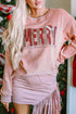 Textured Corduroy Graphic Long Sleeve Pullover Sweatshirt
