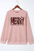 Textured Corduroy Graphic Long Sleeve Pullover Sweatshirt