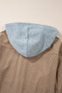 Textured Corduroy Hooded Drawstring Pocket Casual Jacket