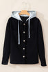 Textured Corduroy Hooded Drawstring Pocket Casual Jacket