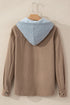 Textured Corduroy Hooded Drawstring Pocket Casual Jacket