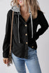 Textured Corduroy Hooded Drawstring Pocket Casual Jacket