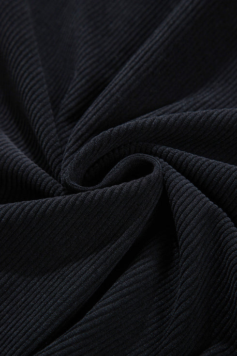 Textured Corduroy Hooded Drawstring Pocket Casual Jacket