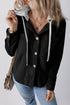 Textured Corduroy Hooded Drawstring Pocket Casual Jacket