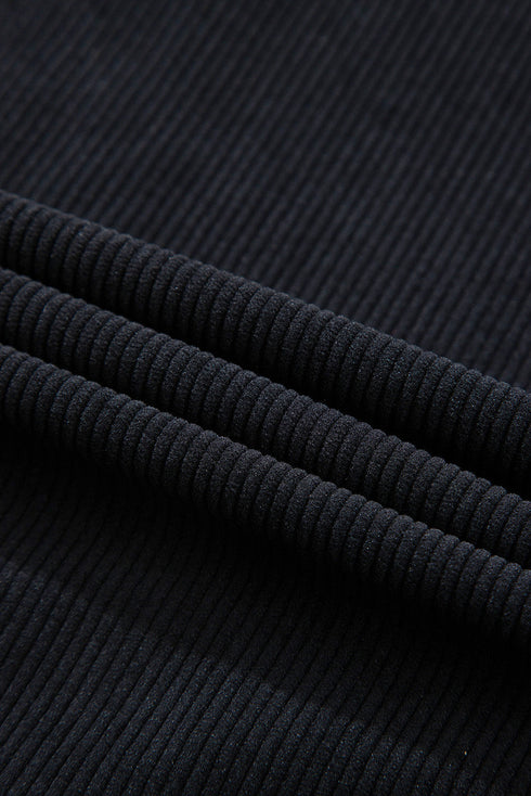 Textured Corduroy Hooded Drawstring Pocket Casual Jacket