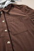 Textured Corduroy Hooded Drawstring Pocket Casual Jacket