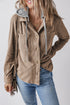 Textured Corduroy Hooded Drawstring Pocket Casual Jacket