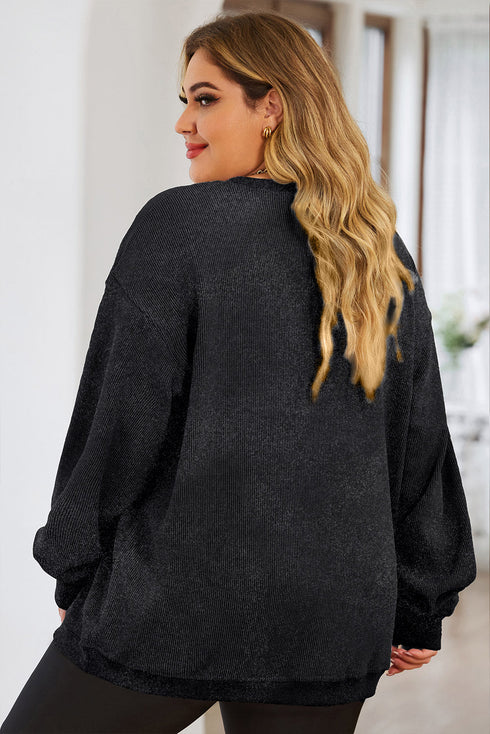 Textured Corduroy Letter Print Santa Baby Graphic Sweatshirt