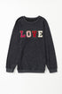 Textured Corduroy Love Graphic Drop Shoulder Sweatshirt