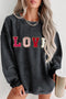 Textured Corduroy Love Graphic Drop Shoulder Sweatshirt