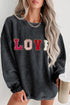 Textured Corduroy Love Graphic Drop Shoulder Sweatshirt