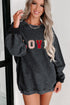 Textured Corduroy Love Graphic Drop Shoulder Sweatshirt