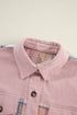 Textured Corduroy Patchwork Chest Pocket Plaid Shacket