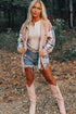 Textured Corduroy Patchwork Chest Pocket Plaid Shacket