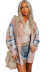 Textured Corduroy Patchwork Chest Pocket Plaid Shacket