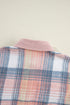 Textured Corduroy Patchwork Chest Pocket Plaid Shacket