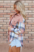 Textured Corduroy Patchwork Chest Pocket Plaid Shacket