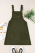 Textured Corduroy Square Neck Pocketed Overall Mini Dress
