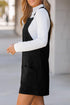 Textured Corduroy Square Neck Pocketed Overall Mini Dress