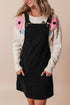 Textured Corduroy Square Neck Pocketed Overall Mini Dress