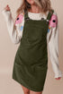 Textured Corduroy Square Neck Pocketed Overall Mini Dress