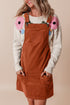 Textured Corduroy Square Neck Pocketed Overall Mini Dress