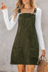 Textured Corduroy Square Neck Pocketed Overall Mini Dress