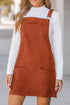 Textured Corduroy Square Neck Pocketed Overall Mini Dress