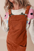 Textured Corduroy Square Neck Pocketed Overall Mini Dress