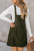 Textured Corduroy Square Neck Pocketed Overall Mini Dress