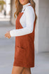 Textured Corduroy Square Neck Pocketed Overall Mini Dress